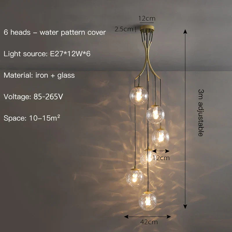 DecorBites™ Gold Nordic Pendant Light E27 LED Chandelier for Dining Room, Foyer, Stairs