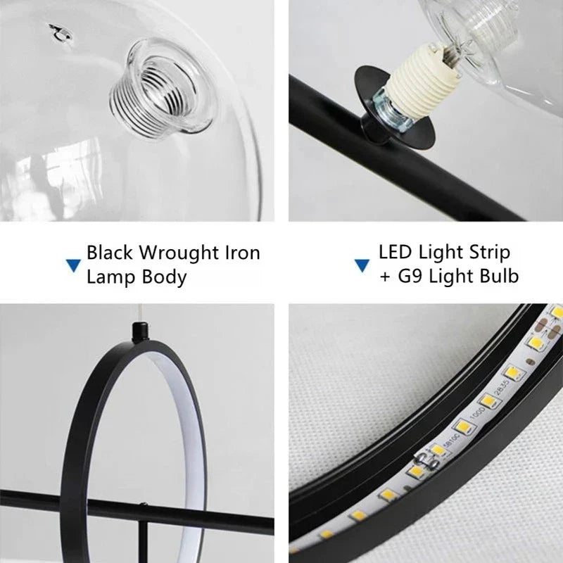 DecorBites™ Industrial Glass Pendant Chandelier Kitchen Dining Living Room Lighting
