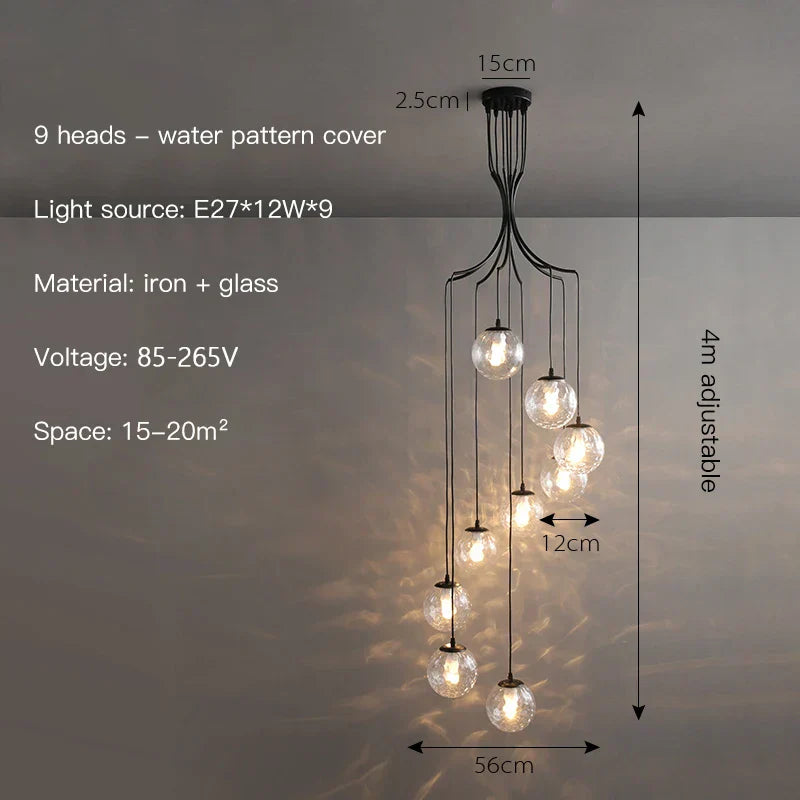 DecorBites™ Gold Nordic Pendant Light E27 LED Chandelier for Dining Room, Foyer, Stairs
