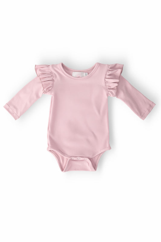 Vintage Pink L/S Flutter Bodysuit