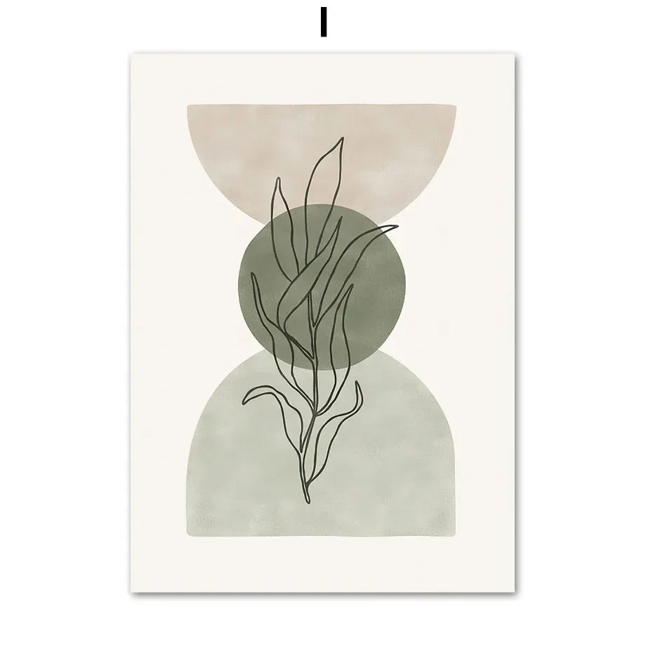 DecorBites™ Abstract Geometric Leaf Canvas Wall Art