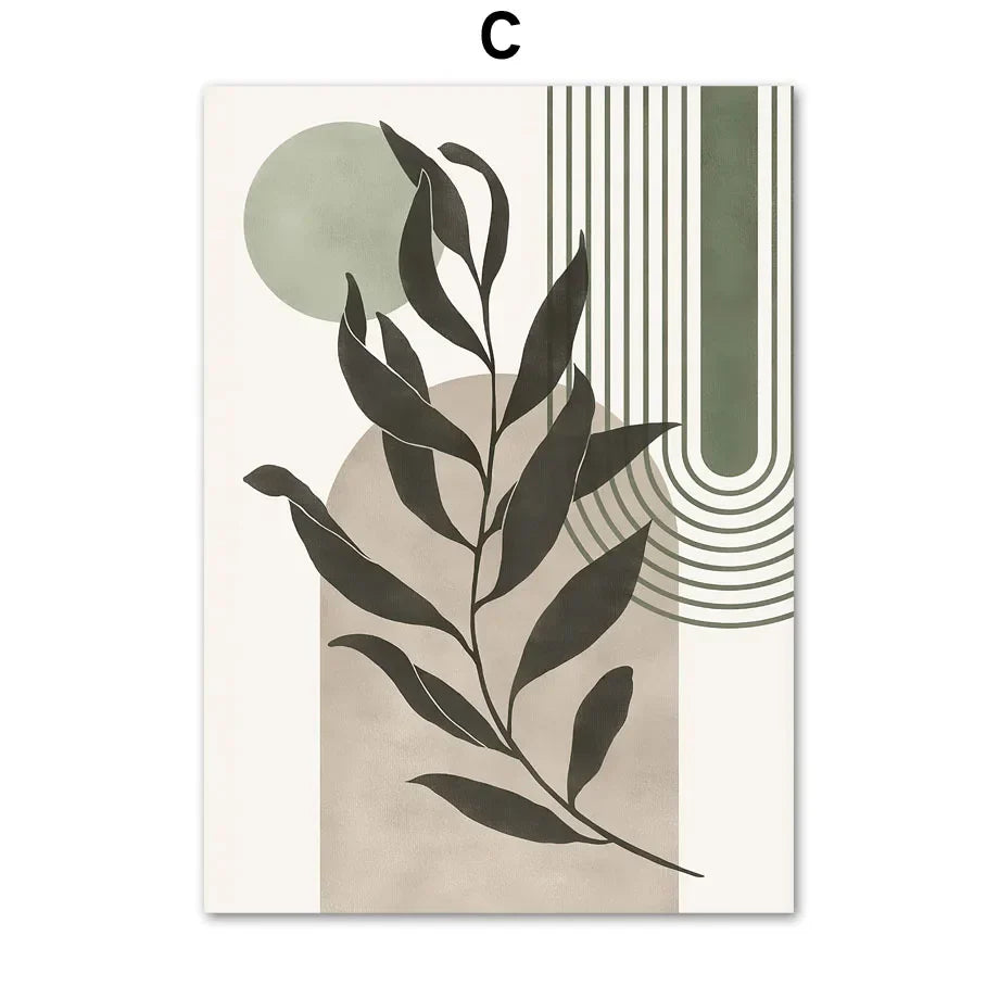 DecorBites™ Abstract Geometric Leaf Canvas Wall Art