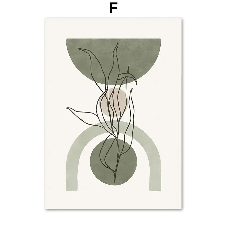 DecorBites™ Abstract Geometric Leaf Canvas Wall Art