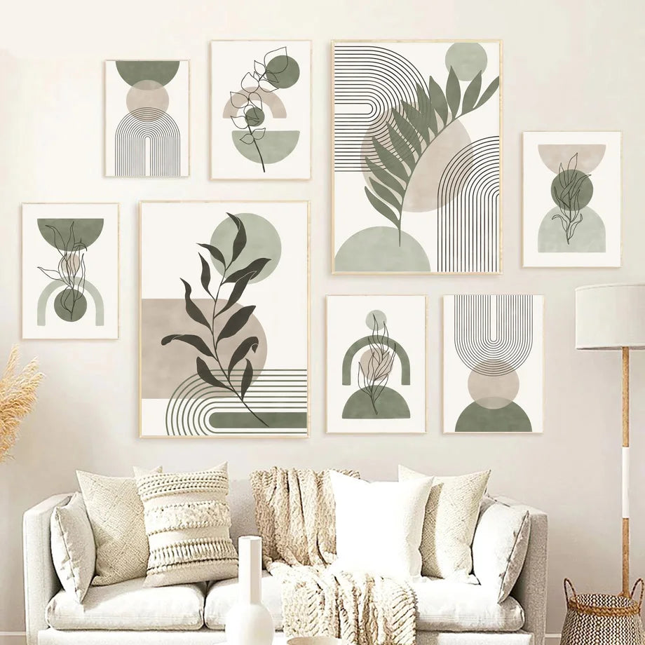 DecorBites™ Abstract Geometric Leaf Canvas Wall Art
