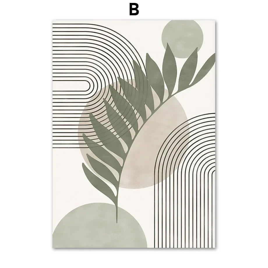 DecorBites™ Abstract Geometric Leaf Canvas Wall Art