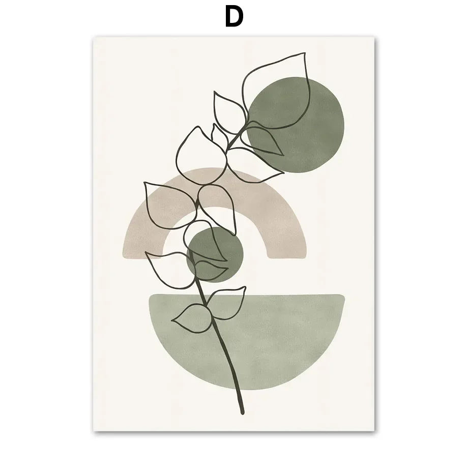 DecorBites™ Abstract Geometric Leaf Canvas Wall Art