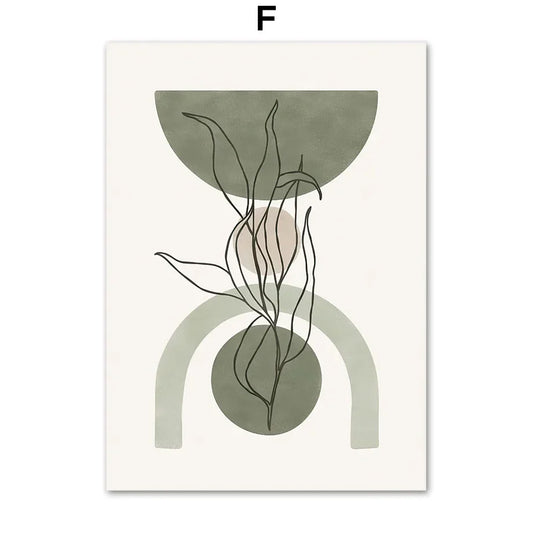 DecorBites™ Abstract Geometric Leaves Canvas Wall Art