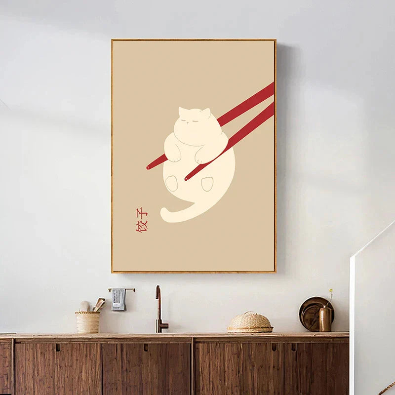 DecorBites™ Abstract Lazy Cat Canvas Wall Art