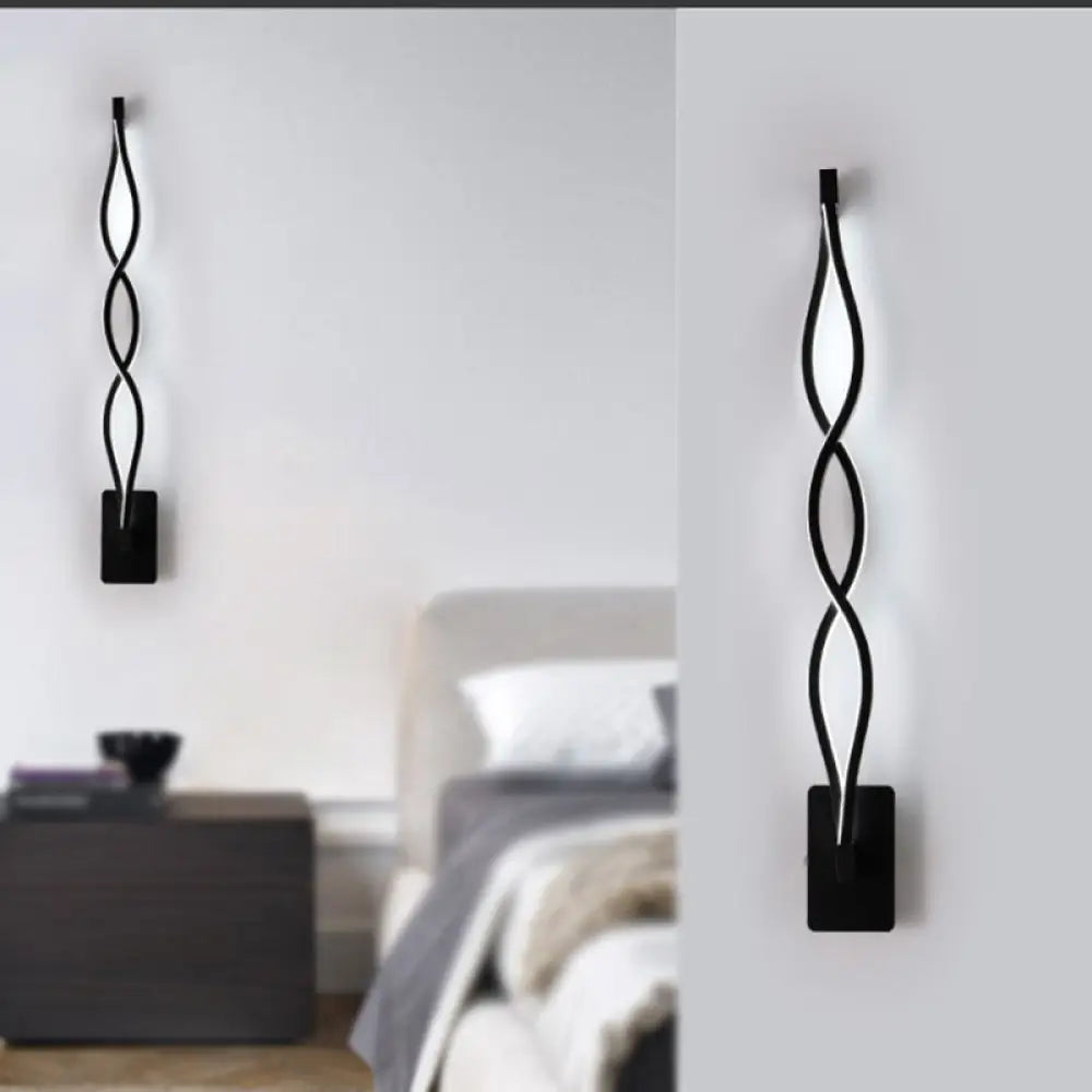 DecorBites™ Acrylic LED Wall Sconce: Intertwined Design, 1 Light, Black/White, Warm/White Lighting