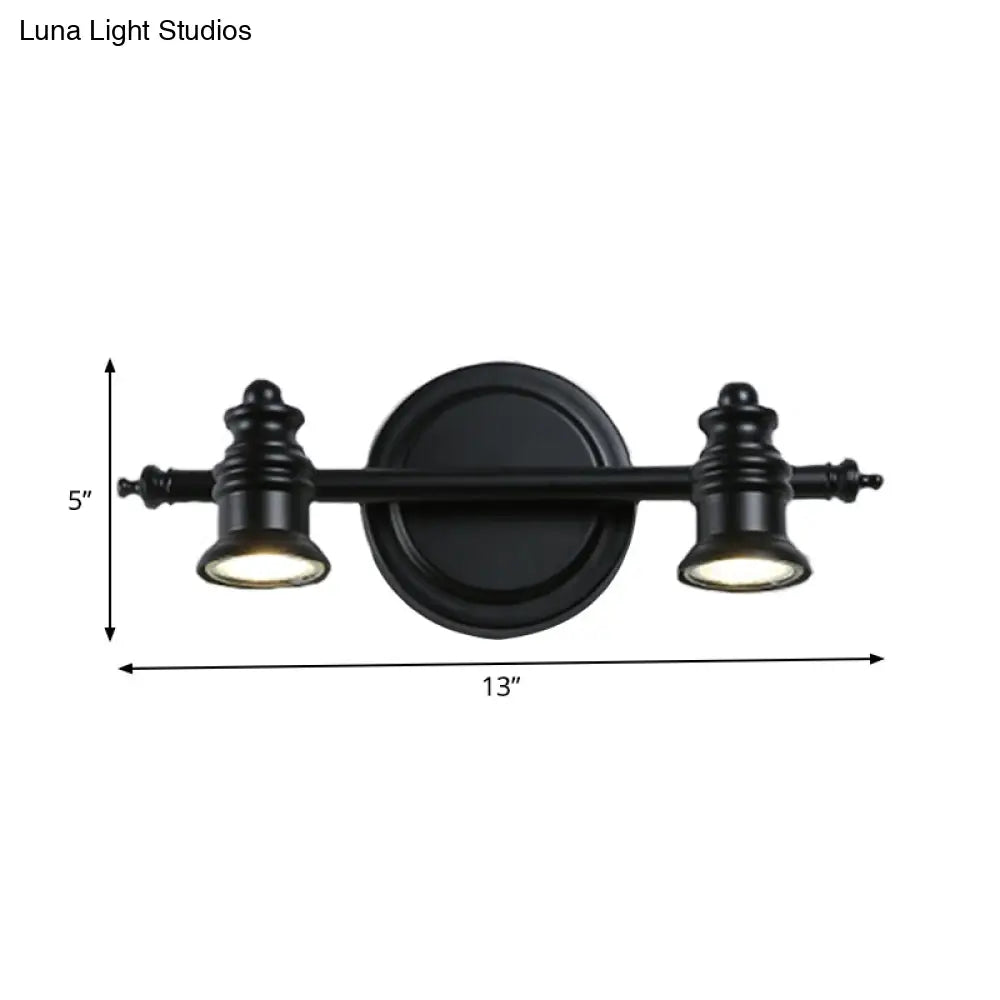 DecorBites™ Adjustable Black Wall Light Fixture with 2 Arms and Simplicity 2-Head Design - Ideal for Bathroom Vanity Lighting