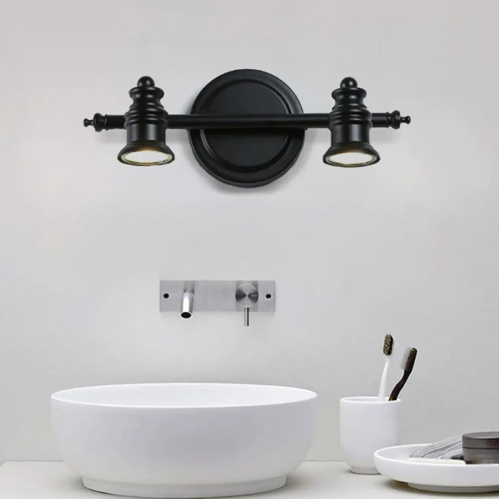 DecorBites™ Adjustable Black Wall Light Fixture with 2 Arms and Simplicity 2-Head Design - Ideal for Bathroom Vanity Lighting