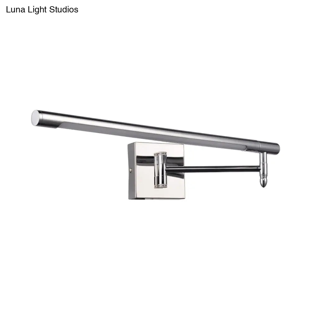 DecorBites™ Adjustable LED Vanity Sconce with Metallic Mini Cylinder and Round/Square Backplate in Silver - Warm/White Lighting