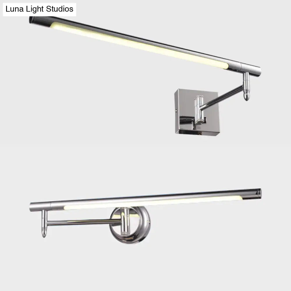 DecorBites™ Adjustable LED Vanity Sconce with Metallic Mini Cylinder and Round/Square Backplate in Silver - Warm/White Lighting