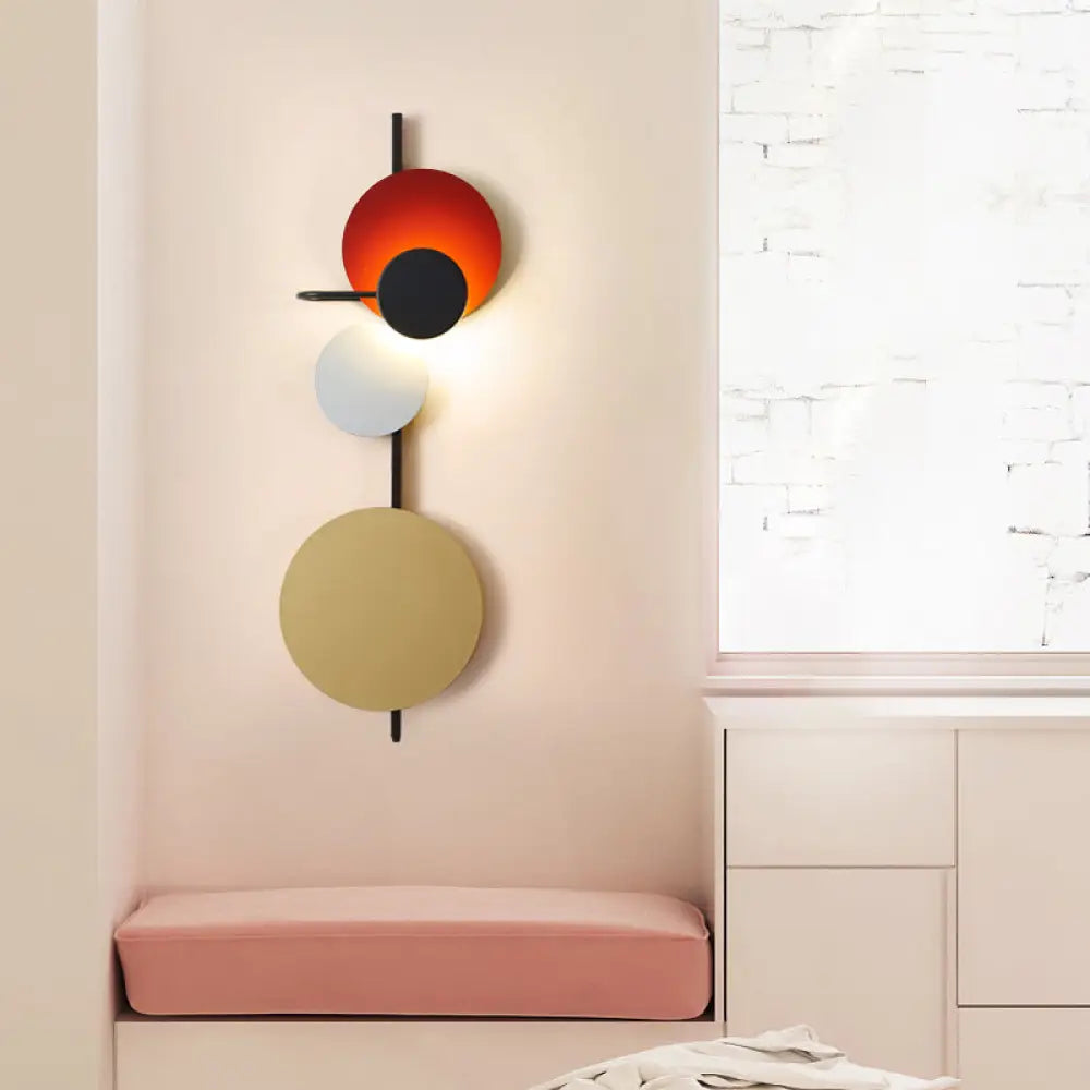 DecorBites™ Adjustable Metallic LED Wall Light: Contemporary Sconce Fixture for Living Room in Red/Pink/Blue