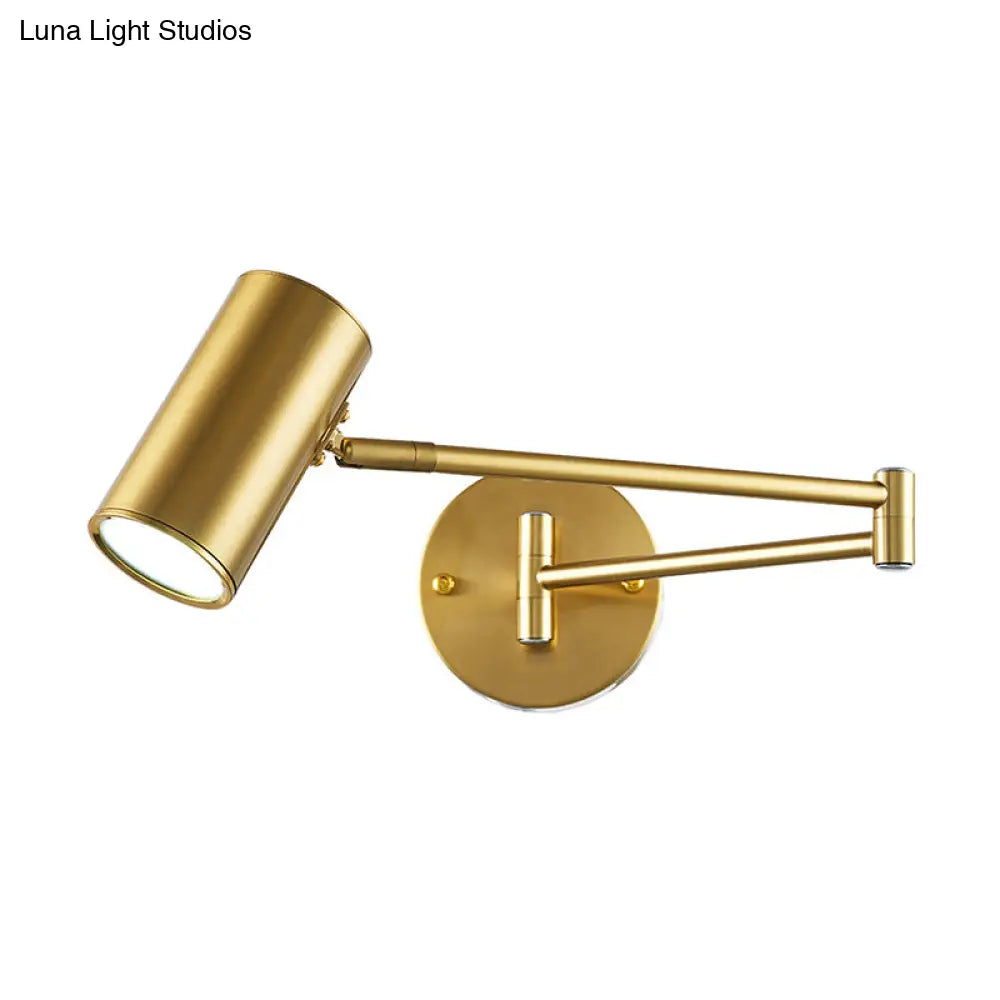 DecorBites™ Adjustable Minimalist Cylinder Wall Light for Bedside with Metallic Finish