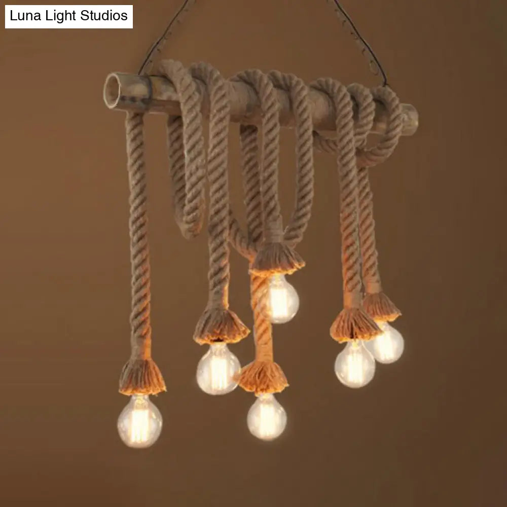 DecorBites™ Adjustable Rope Island Light with Bulb in Beige - 3/4/6-Light Bamboo Pendant