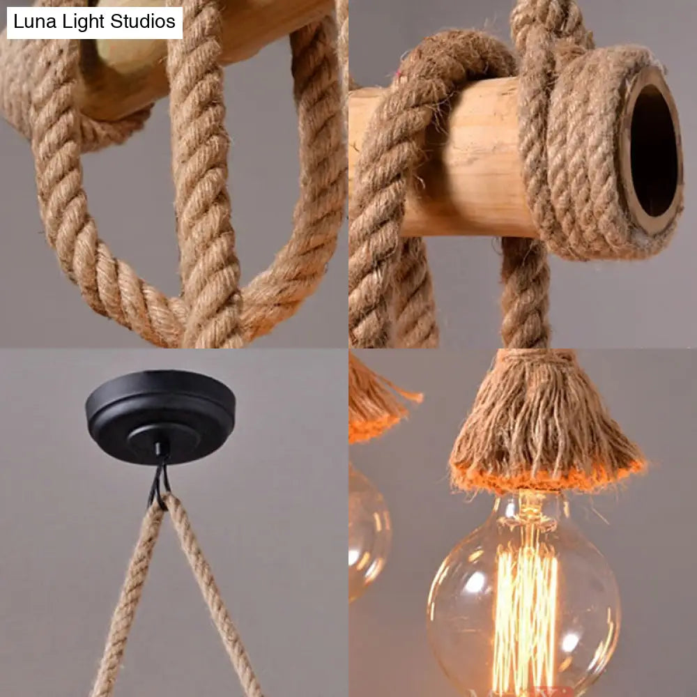 DecorBites™ Adjustable Rope Island Light with Bulb in Beige - 3/4/6-Light Bamboo Pendant