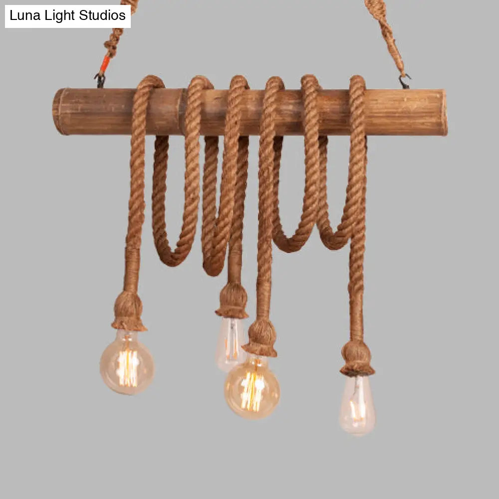 DecorBites™ Adjustable Rope Island Light with Bulb in Beige - 3/4/6-Light Bamboo Pendant