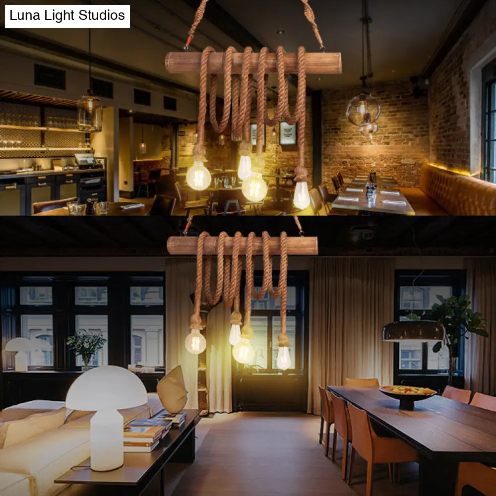 DecorBites™ Adjustable Rope Island Light with Bulb in Beige - 3/4/6-Light Bamboo Pendant