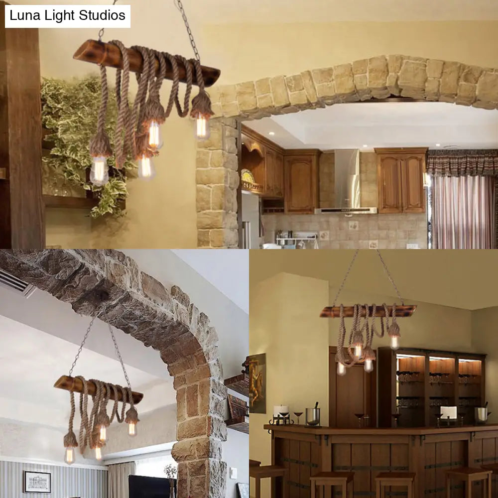 DecorBites™ Adjustable Rope Island Light with Bulb in Beige - 3/4/6-Light Bamboo Pendant