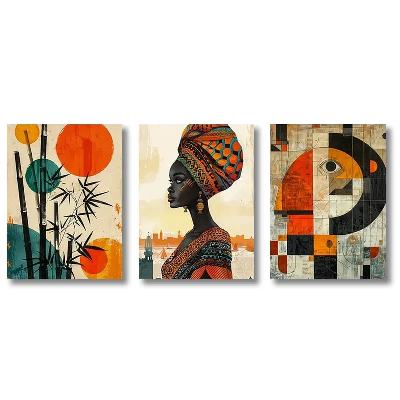 DecorBites™ "African Abstract Wall Art Set - 3 Pieces"
