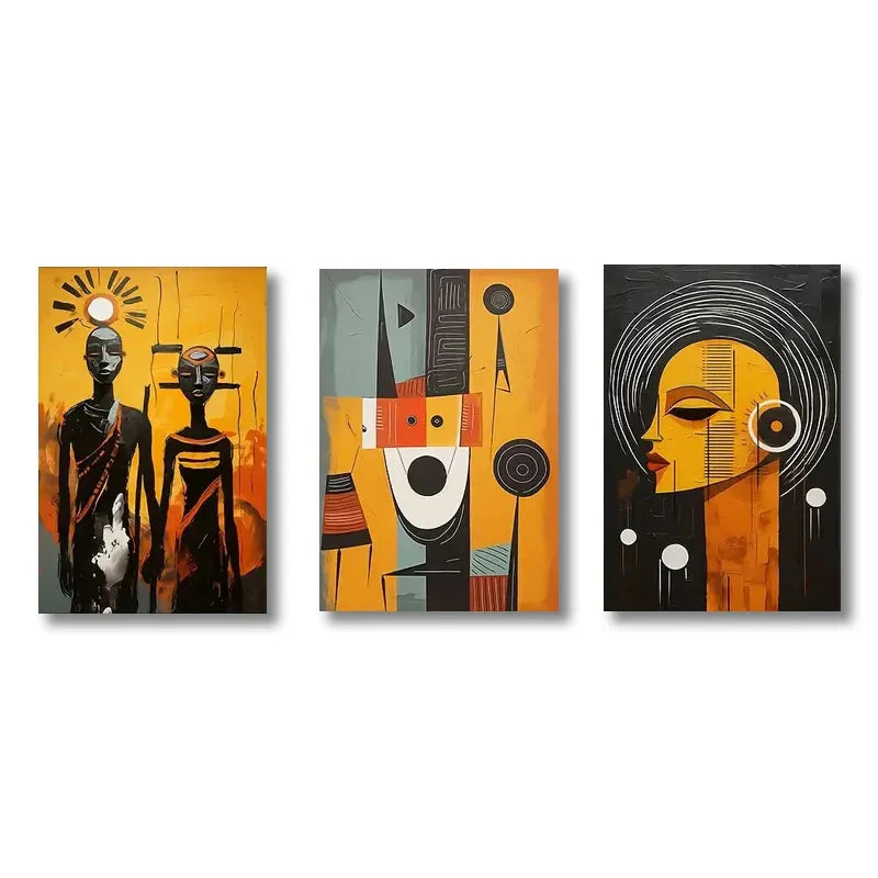 DecorBites™ "African Abstract Wall Art Set - 3 Pieces"