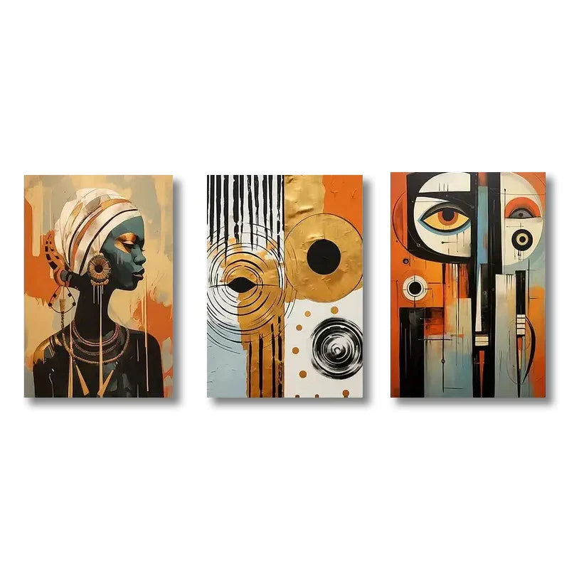 DecorBites™ "African Abstract Wall Art Set - 3 Pieces"