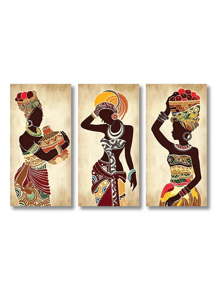 DecorBites™ African Woman Canvas Wall Art Set