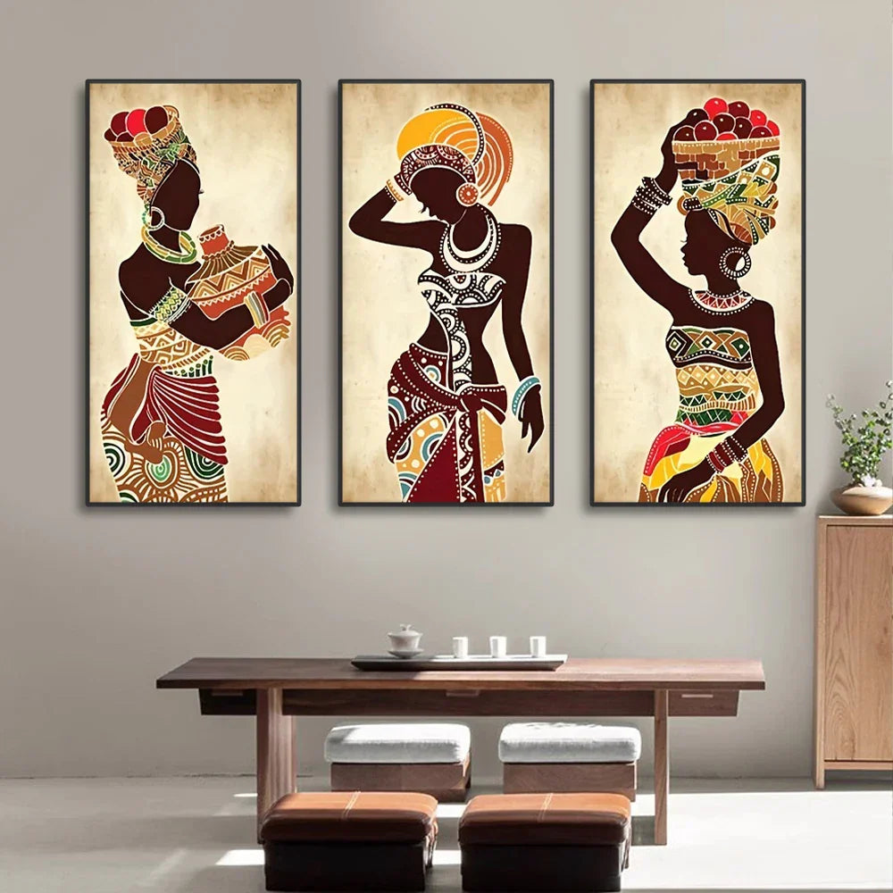 DecorBites™ African Woman Canvas Wall Art Set