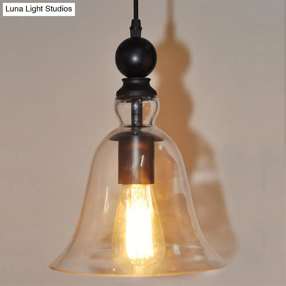 DecorBites™ Aldhibah - Black Rustic Bell Glass Pendant Lamp
