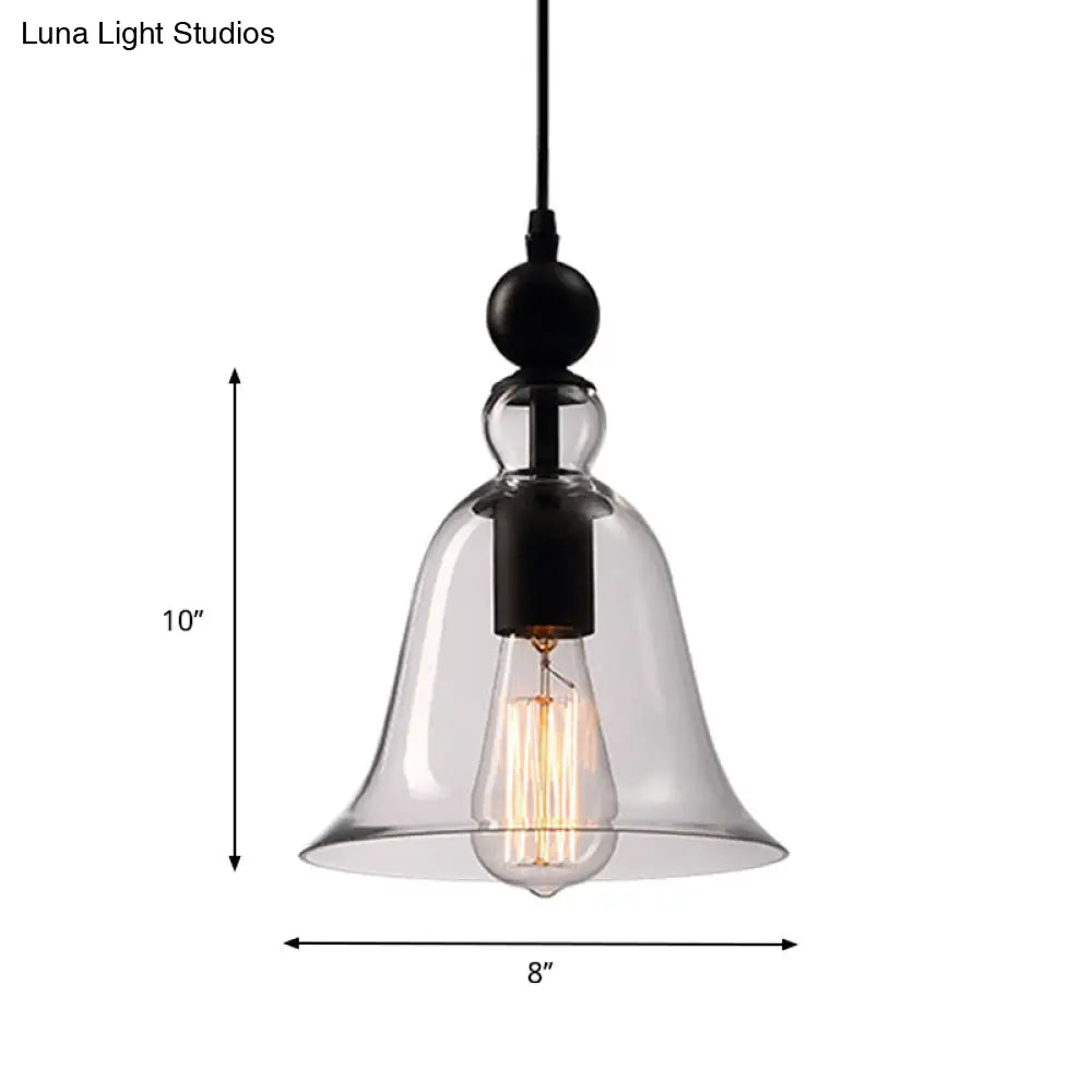 DecorBites™ Aldhibah - Black Rustic Bell Glass Pendant Lamp