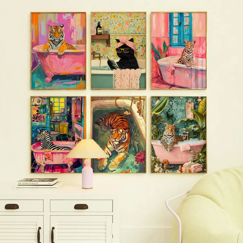 DecorBites™ Animal Canvas Painting - Bathroom Wall Art
