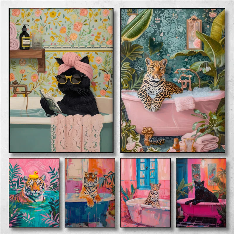 DecorBites™ Animal Canvas Painting - Bathroom Wall Art