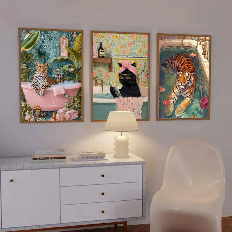 DecorBites™ Animal Canvas Painting - Bathroom Wall Art