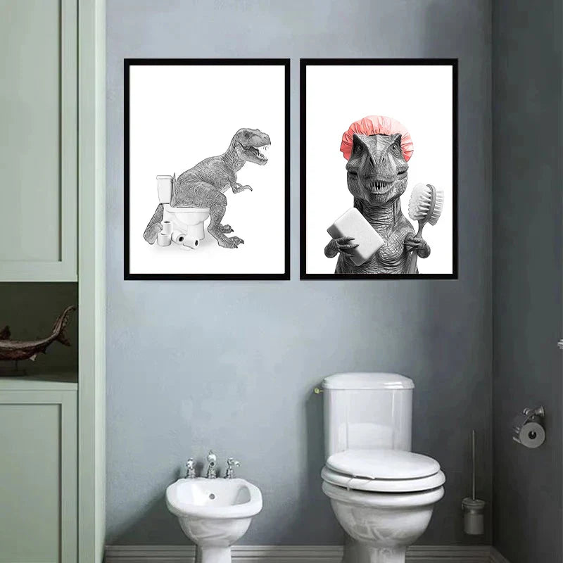 DecorBites™ Animal Funny Bathroom Poster Wall Art