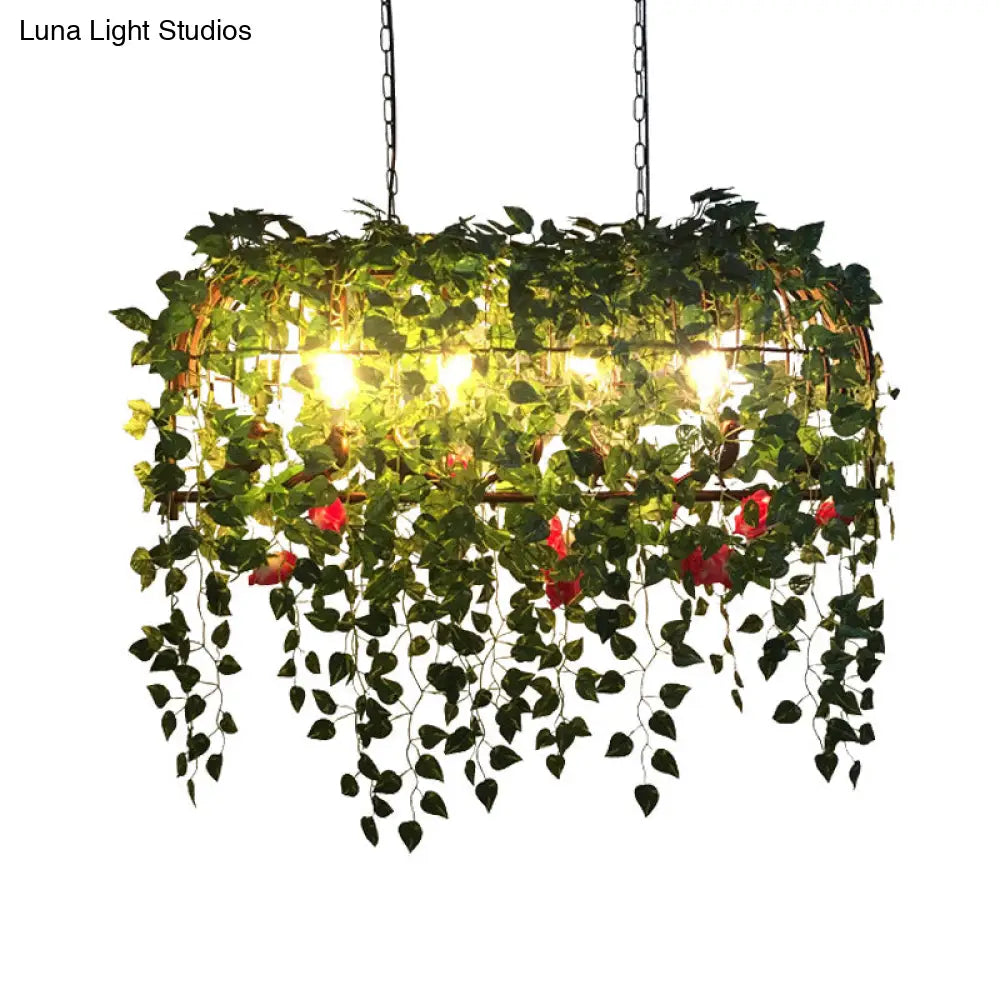 DecorBites™ Antique Black Metal Island Chandelier with 4 Birdcage-Style Heads: Perfect for Restaurants and Plant Ceiling