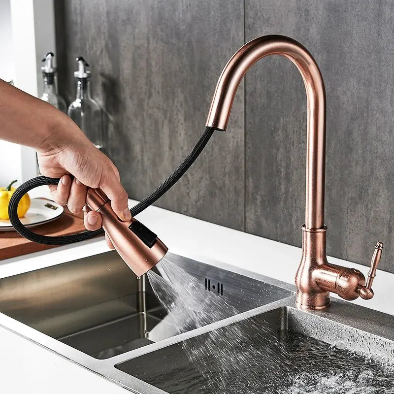 DecorBites™ Antique Bronze Pull Out Kitchen Faucet