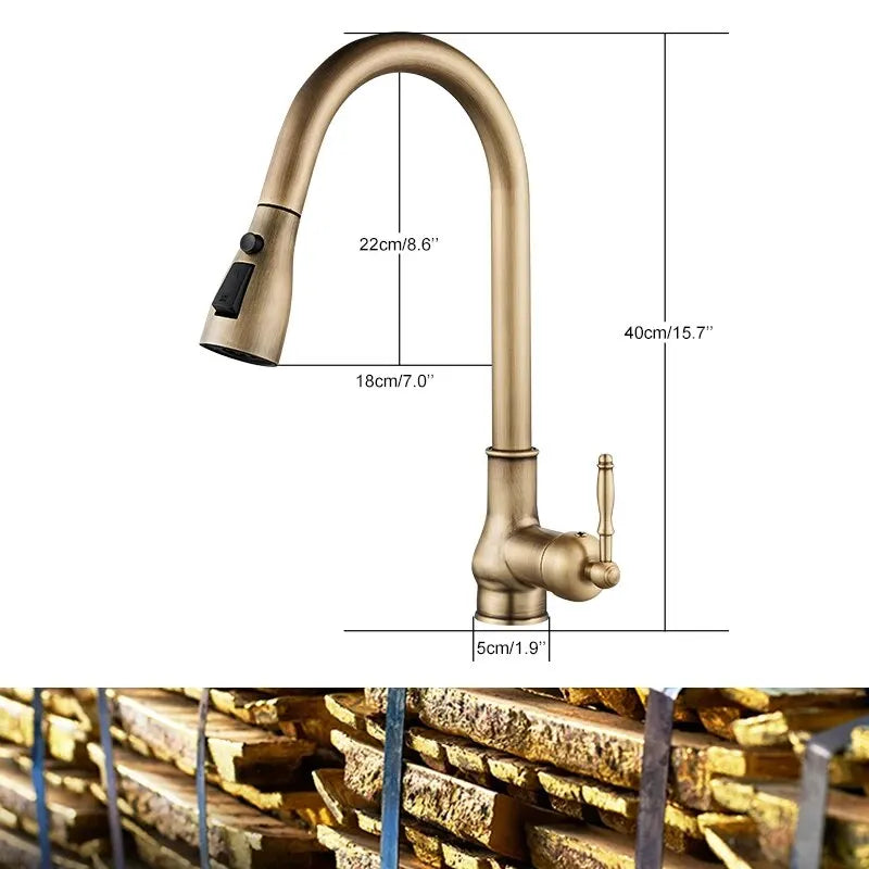 DecorBites™ Antique Bronze Pull Out Kitchen Faucet