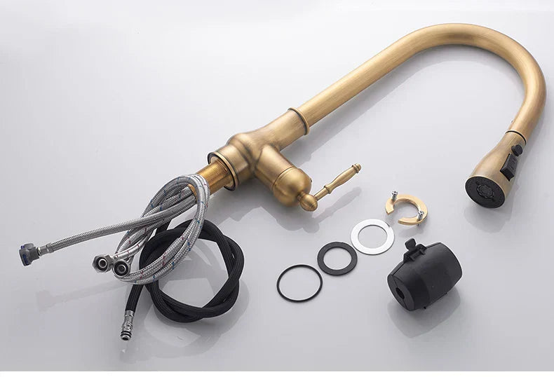 DecorBites™ Antique Bronze Pull Out Kitchen Faucet