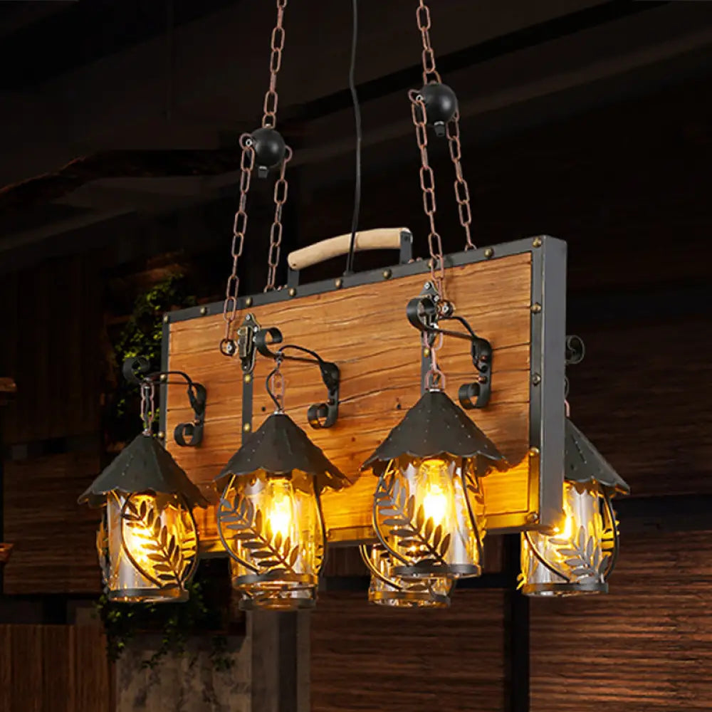 DecorBites™ Antique White Dining Room Chandelier with 6 Lights and Metal Arm