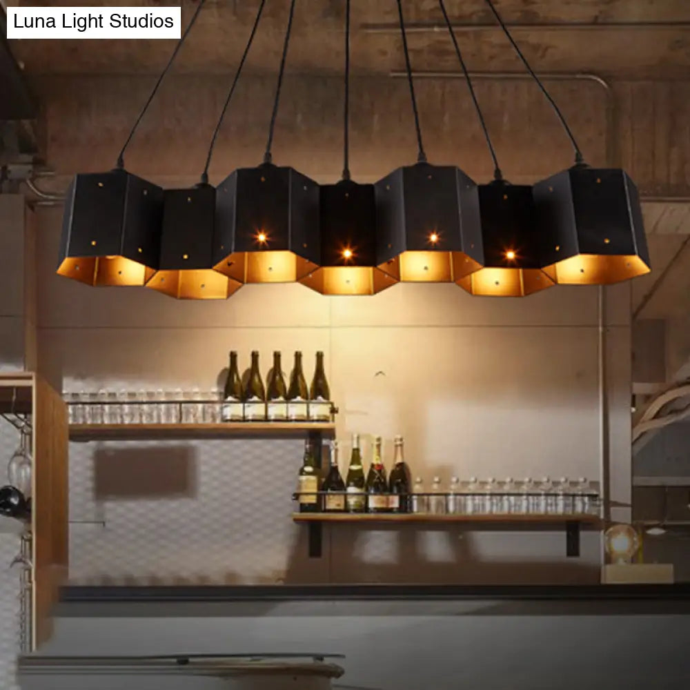 DecorBites™ Art Deco Black Metal Honeycomb Island Ceiling Light for Dining Room