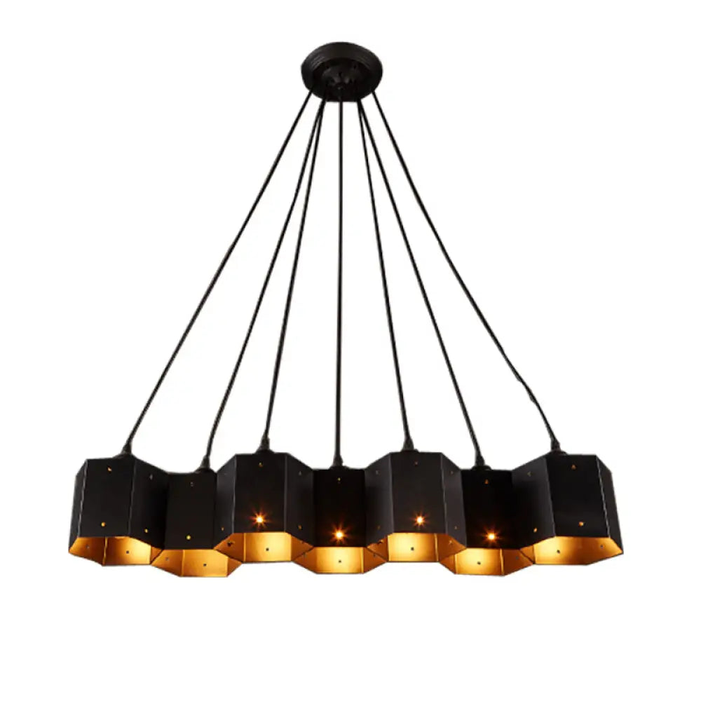 DecorBites™ Art Deco Black Metal Honeycomb Island Ceiling Light for Dining Room