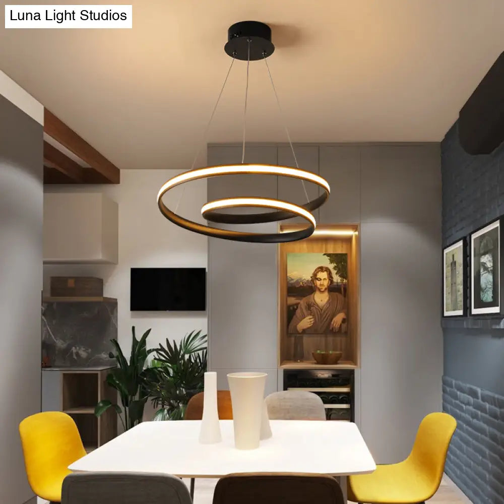 DecorBites™ Art Deco Swirl LED Chandelier for Restaurants - Acrylic Suspension Lighting Fixture