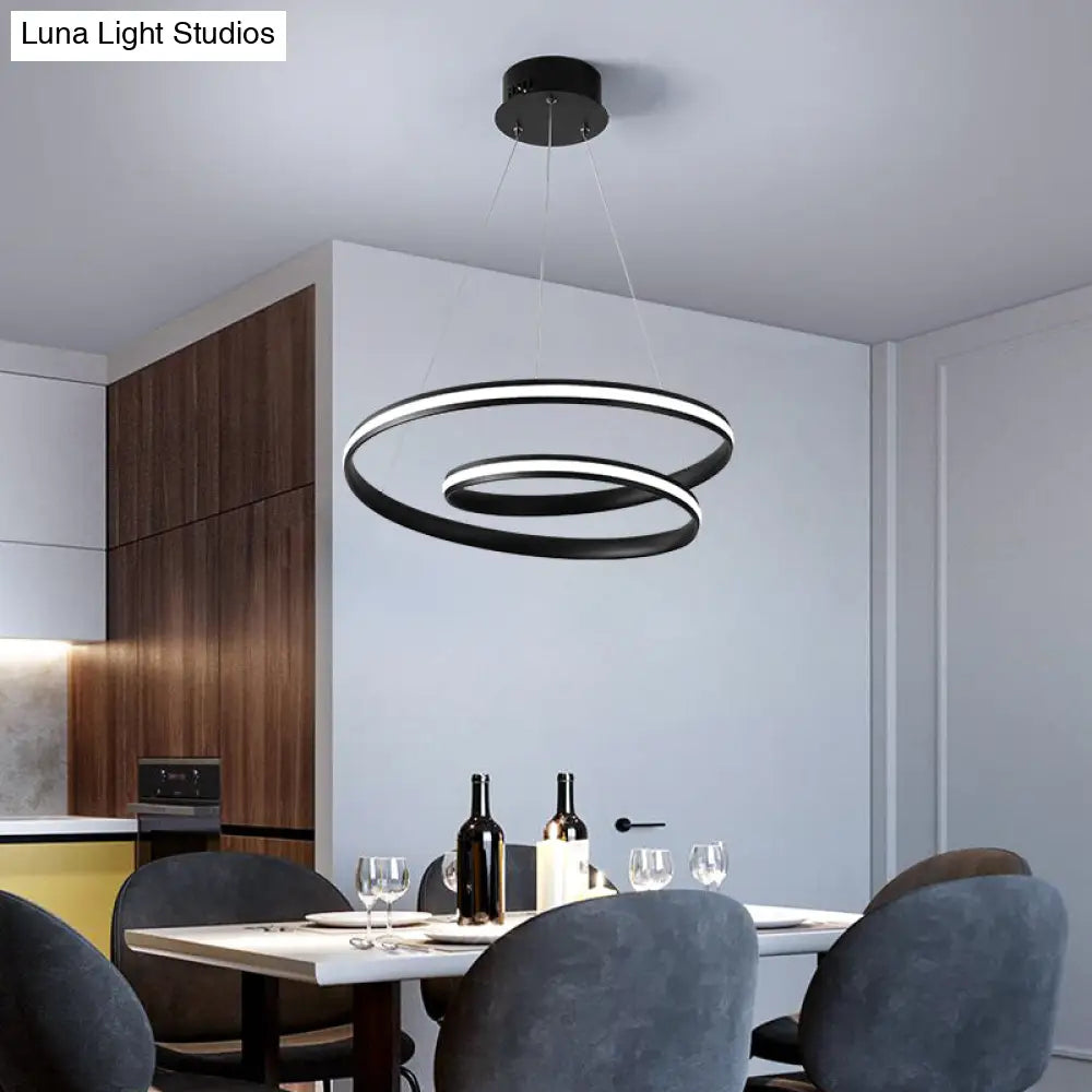 DecorBites™ Art Deco Swirl LED Chandelier for Restaurants - Acrylic Suspension Lighting Fixture