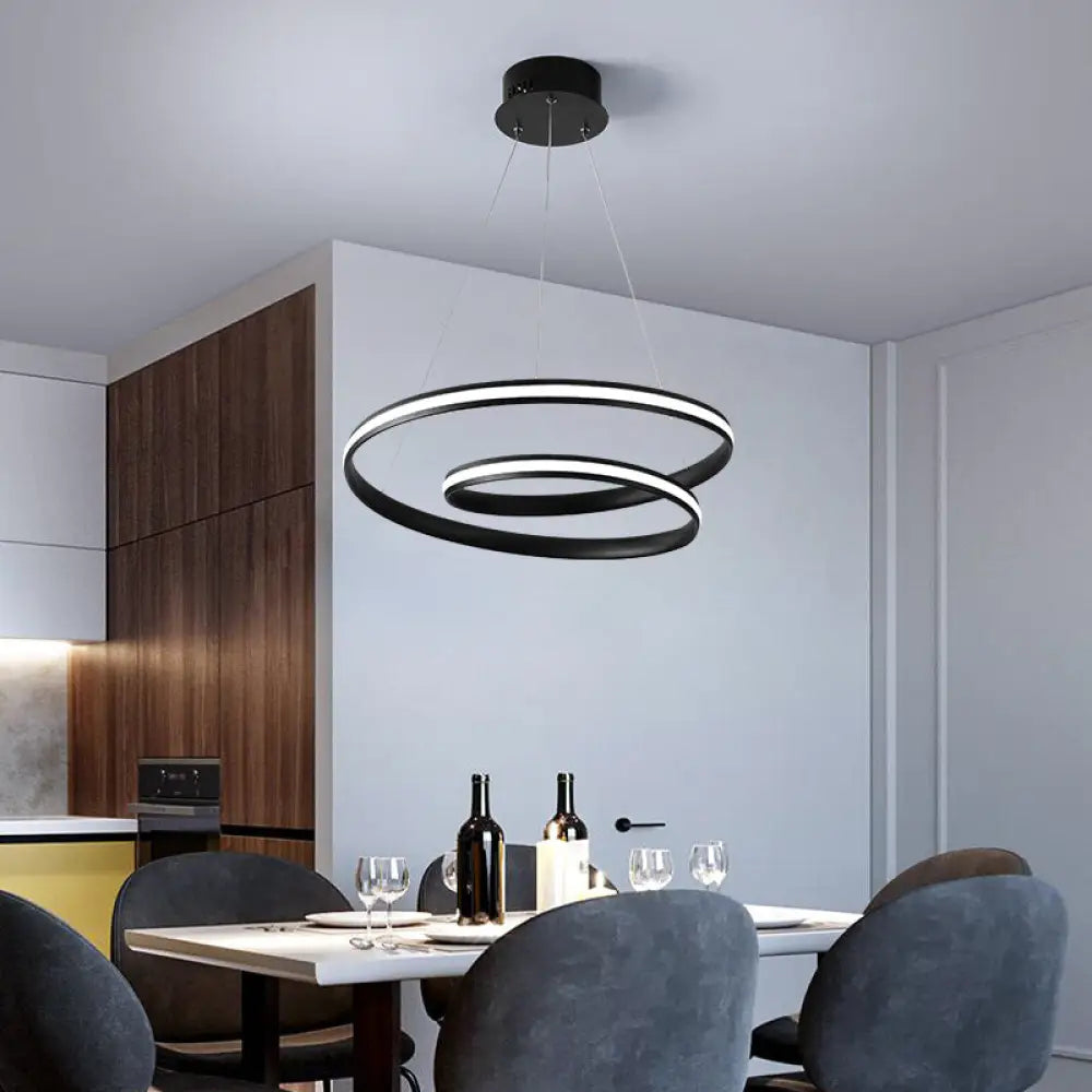 DecorBites™ Art Deco Swirl LED Chandelier for Restaurants - Acrylic Suspension Lighting Fixture
