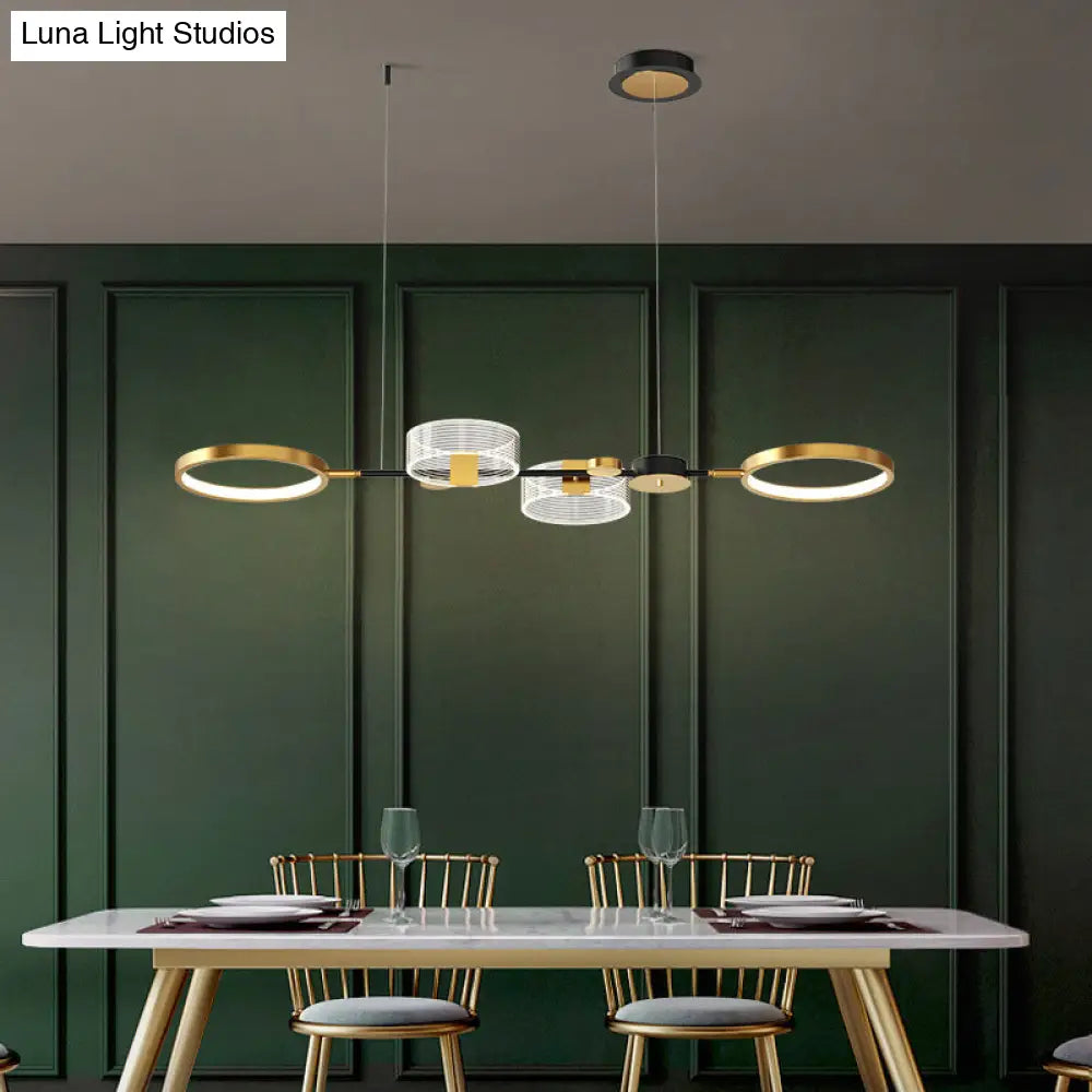 DecorBites™ Artistic Metal LED Ceiling Pendant Light for Dining Room - Gold Ring Island Fixture