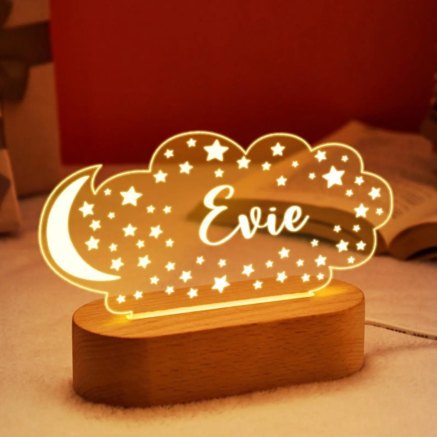 DecorBites™ Baby Kids USB Night Light Personalized Children Name Lamp Custom Nursery Newborn Bedroom Home Decoration Birthday Souvenir Gift