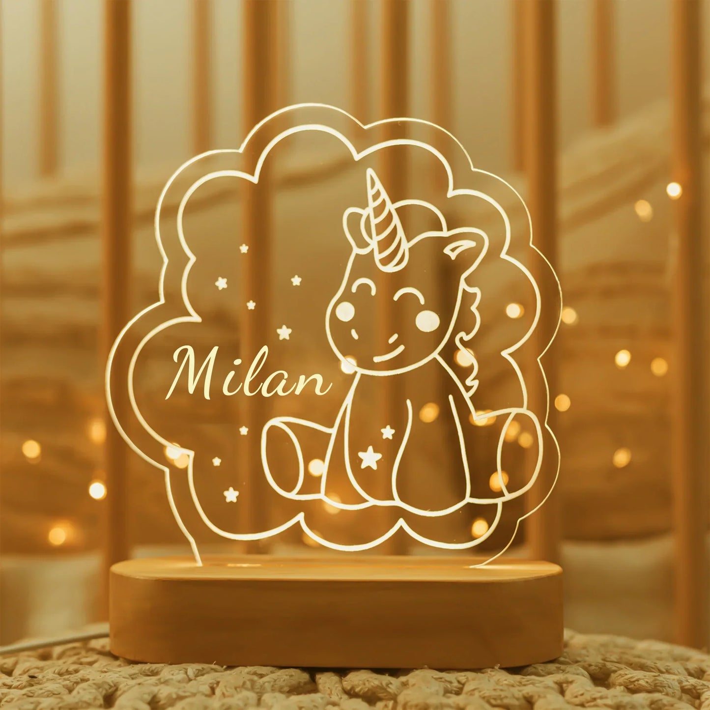 DecorBites™ Baby Kids USB Night Light Personalized Children Name Lamp Custom Nursery Newborn Bedroom Home Decoration Birthday Souvenir Gift