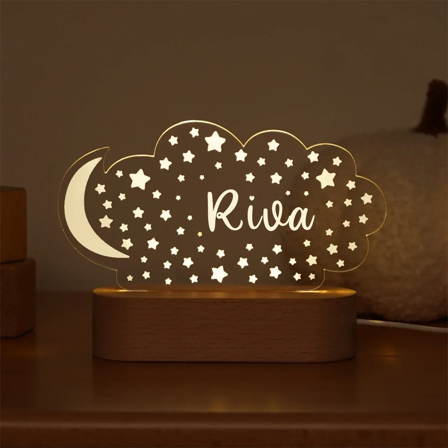 DecorBites™ Baby Kids USB Night Light Personalized Children Name Lamp Custom Nursery Newborn Bedroom Home Decoration Birthday Souvenir Gift