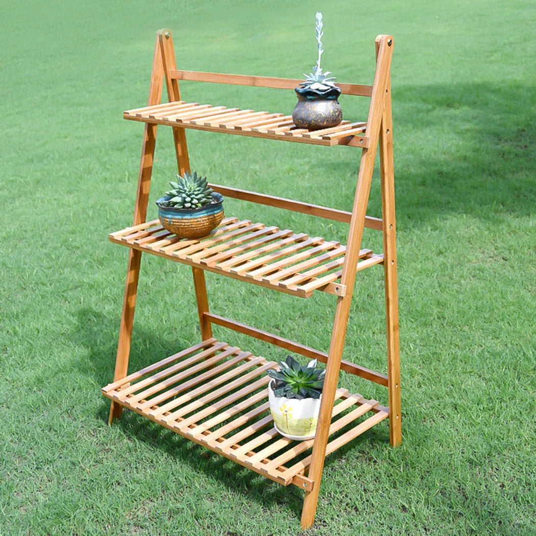 DecorBites™ Bamboo 3 Tier Plant Shelf Stand